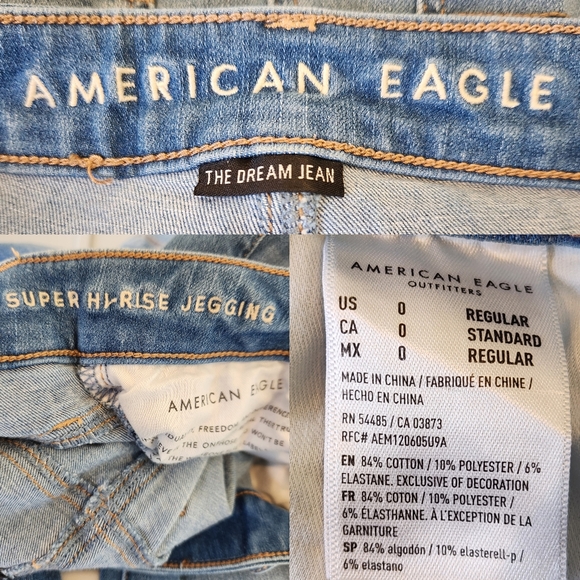 American Eagle Dream Super Hi-Rise Jegging Distressed Ripped 0 Regular - Picture 9 of 9